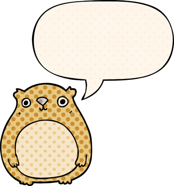 Bir insan tarafından çizilmiş çizgi roman tarzında konuşma balonu olan çizgi film ayısı.