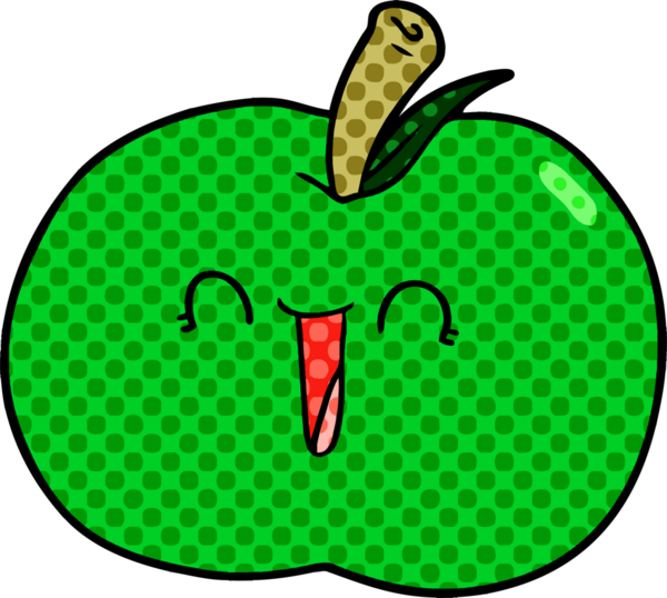 Bir insan tarafından çizilmiş gülen elma çizgi filmi.