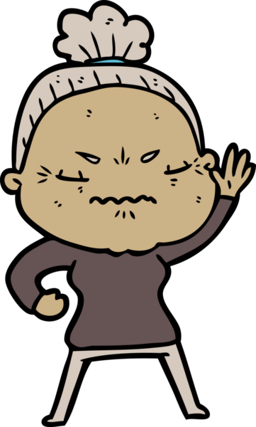 Çizgi film bir insan tarafından çizilmiş yaşlı bir kadın tarafından rahatsız edildi.