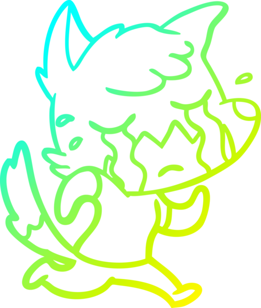 Bir insan tarafından çizilmiş ağlayan tilki çizgi filmi.