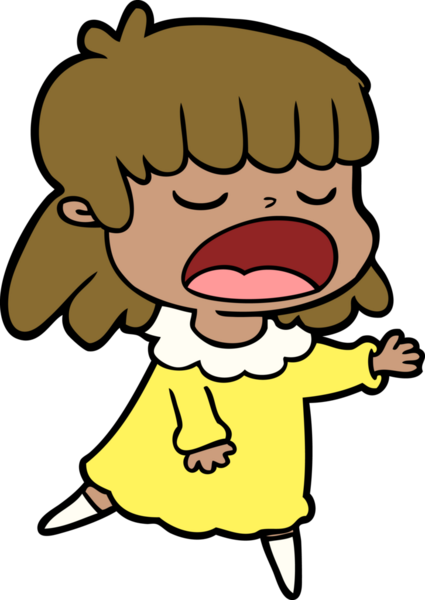 Çizgi filmdeki kadın bir insan tarafından yüksek sesle çizilmiş.