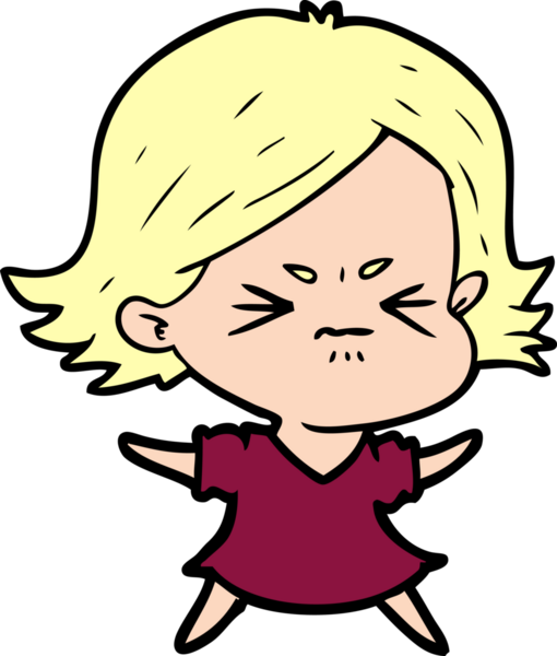 Bir insan tarafından çizilmiş kızgın bir kadın.