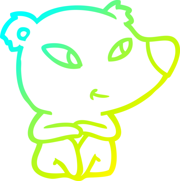 Bir insan tarafından çizilmiş şirin bir çizgi film ayısının soğuk gradyan çizgisi.