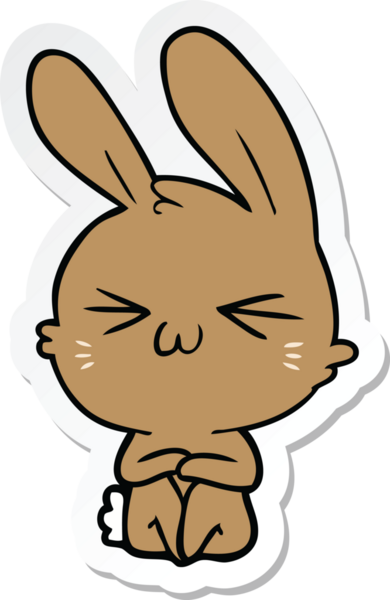 Bir insan tarafından çizilmiş şirin bir tavşanın çıkartması.