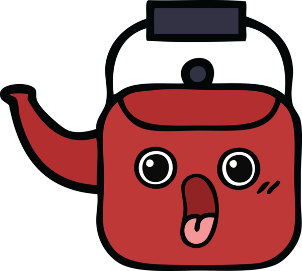 Bir insan tarafından çizilmiş tatlı bir çaydanlık karikatürü.