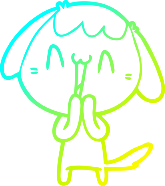 Bir insan tarafından çizilmiş şirin bir çizgi köpeğin soğuk gradyan çizgisi.