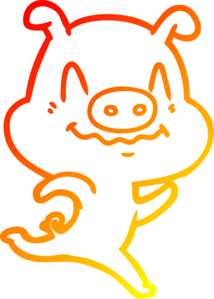 Bir insan tarafından çizilmiş gergin bir domuz çizgi çizimi.