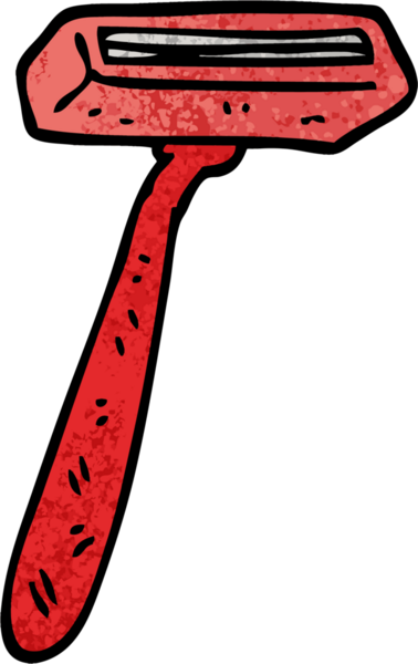 Bir insan tarafından çizilmiş grunge desenli tek kullanımlık çizgi film jileti.