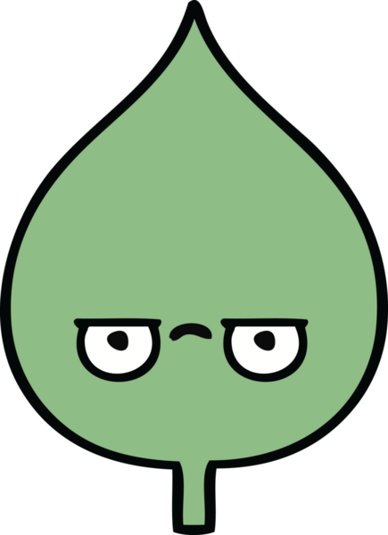 Bir insan tarafından çizilmiş dışavurumsal yaprağın sevimli karikatürü.