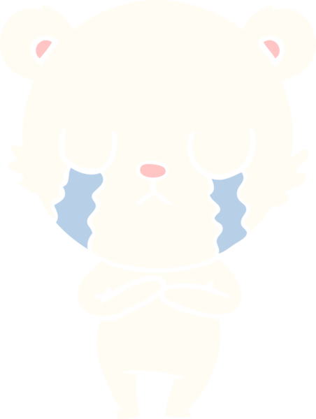 Ağlayan kutup ayısı bir insan tarafından çizilmiş düz renkli çizgi film.