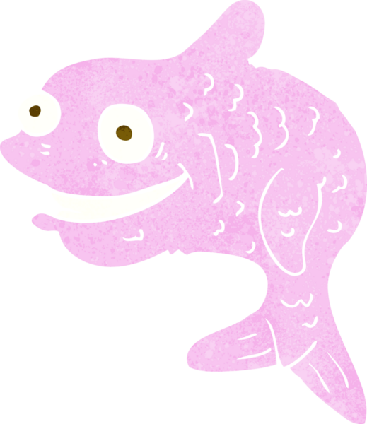 Bir insan tarafından çizilmiş mutlu balık çizgi filmi.