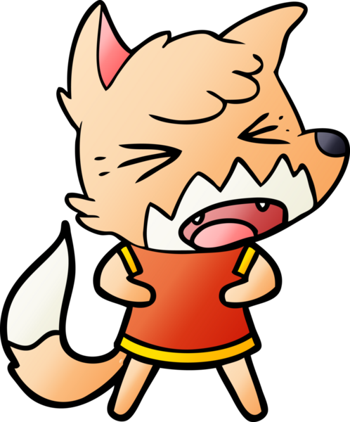 Bir insan tarafından çizilmiş kızgın çizgi film tilkisi.