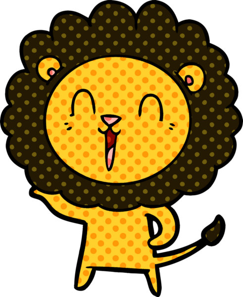 Bir insan tarafından çizilmiş gülen aslan çizgi filmi.