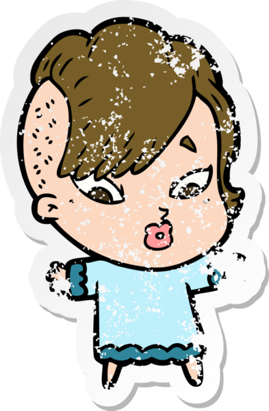 Bir insan tarafından çizilmiş üzgün bir karikatür çıkartması.