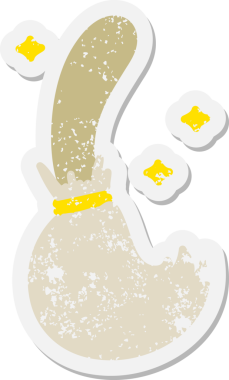 Sihirli süpürge sopası bir insan tarafından çizilmiş grunge çıkartması.