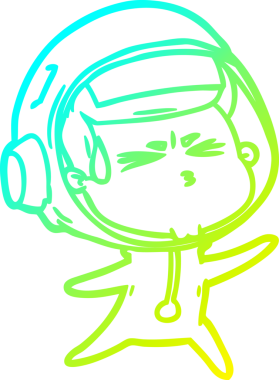 Bir insan tarafından çizilen soğuk gradyan çizgi çizimi stresli astronot