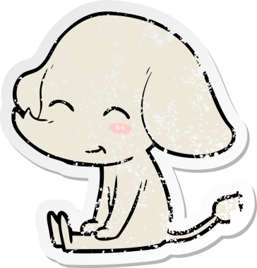 Bir insan tarafından çizilmiş şirin bir filin sıkıntılı çıkartması.