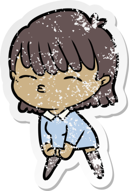 Bir insan tarafından çizilmiş karikatür bir kadının sıkıntılı çıkartması.