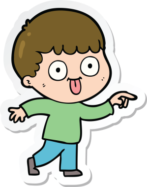 Bir insan tarafından çizilmiş karikatür adamın çıkartması.