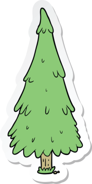 Bir insan tarafından çizilmiş bir karikatür noel ağacının çıkartması.