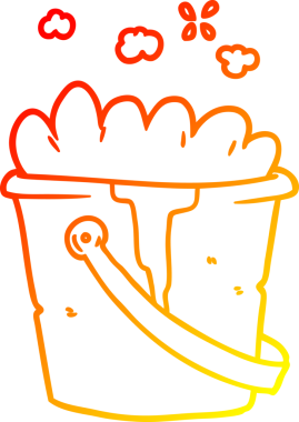 Bir insan tarafından çizilmiş bir kova sabunlu suyun sıcak çizgi çizimi.