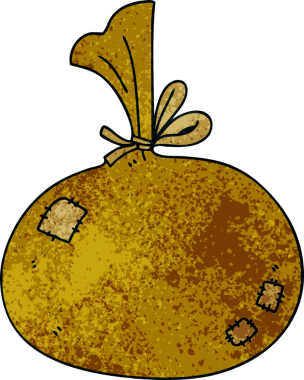 Bir insan tarafından çizilmiş garip bir çizgi film çuvalı.