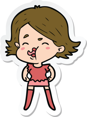 Bir insan tarafından çizilmiş bir karikatür kızının çıkartması.