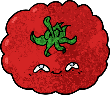 Bir insan tarafından çizilmiş domates çizgi filmi.