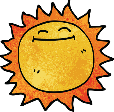 Bir insan tarafından çizilmiş parlak güneş.