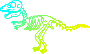 Bir insan tarafından çizilmiş bir karikatür dinozor kemiğinin soğuk gradyan çizgisi