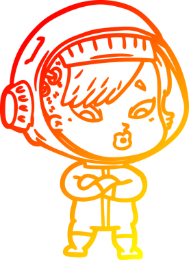 Bir insan tarafından çizilmiş bir astronot kadın çizgi çizimi.