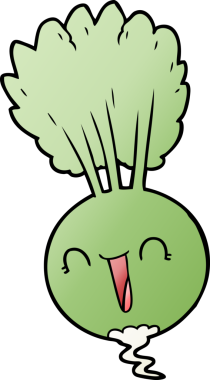 Bir insan tarafından çizilmiş karikatür kökü sebzesi