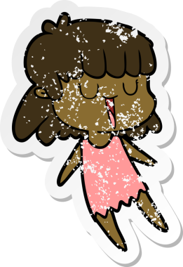 Bir insan tarafından çizilmiş karikatür bir kadının sıkıntılı çıkartması.