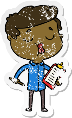 Bir insan tarafından çizilmiş karikatür adamın sıkıntılı çıkartması.