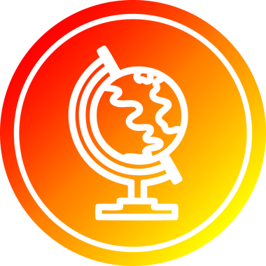 bir insan tarafından çizilen sıcak gradyan bitiş ile küresel harita dairesel simgesi