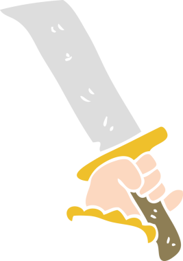 Bir insan tarafından çizilmiş kılıçlı düz renk çizimi