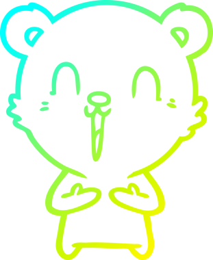 Bir insan tarafından çizilen mutlu çizgi film ayısının soğuk gradyan çizgisi.