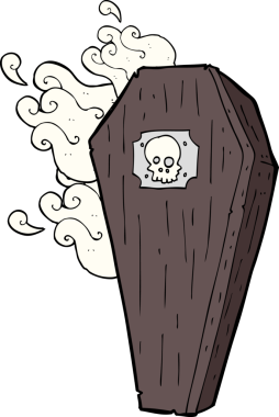 Bir insan tarafından çizilmiş ürkütücü karikatür tabut.