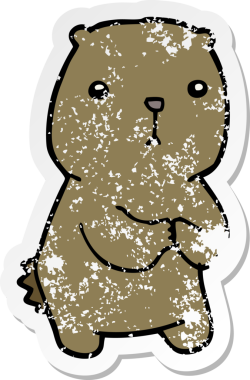 Bir insan tarafından çizilmiş endişeli bir ayının sıkıntılı çıkartması.