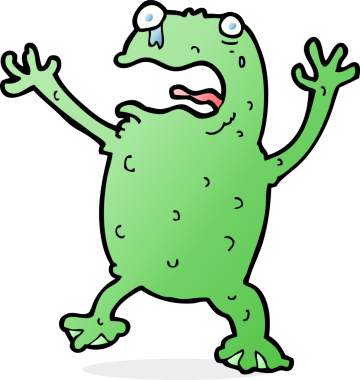 Bir insan tarafından çizilmiş, korkmuş bir kurbağa.