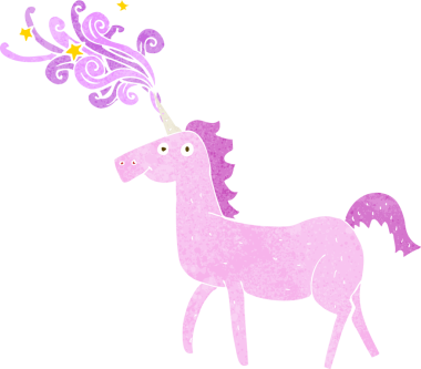 Bir insan tarafından çizilmiş sihirli tek boynuzlu at çizgi filmi.