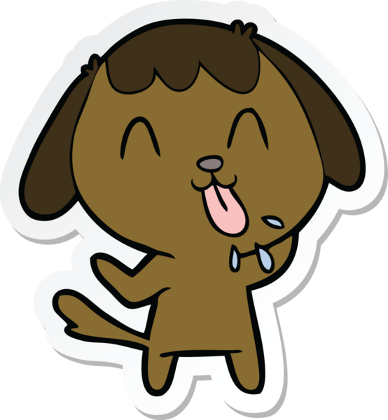 Bir insan tarafından çizilmiş şirin bir köpeğin çıkartması.