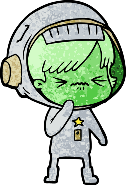 Bir insan tarafından çizilmiş kızgın uzay kızı.