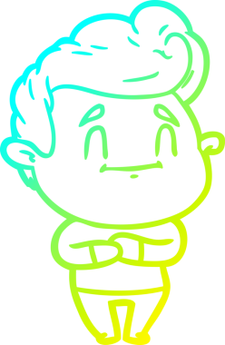 Bir insan tarafından çizilmiş mutlu bir çizgi film karakteri çizimi.