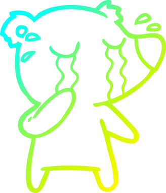 Bir insan tarafından çizilmiş ağlayan bir ayının soğuk çizgi çizimi.