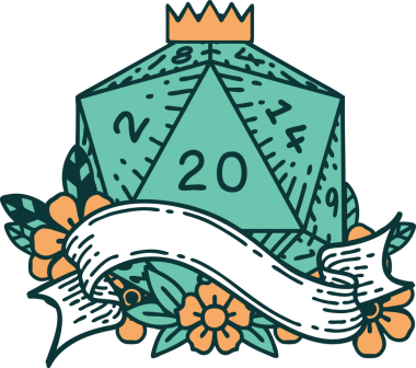 Retro Dövme Biçimi Doğal 20 D20 zar bir insan tarafından çizildi