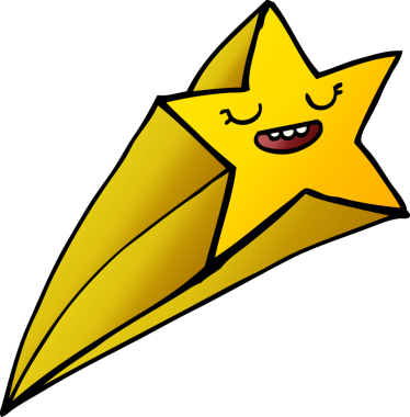 Bir insan tarafından çizilmiş çizgi film yıldızı.