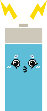 Bir insan tarafından çizilmiş düz renk retro pili.