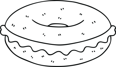 Bir insan tarafından çizilmiş garip çizgi film peynirli simit çizimi