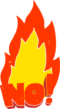 HAYIR 'ın düz renk çizimi! Bir insan tarafından çizilmiş bağır